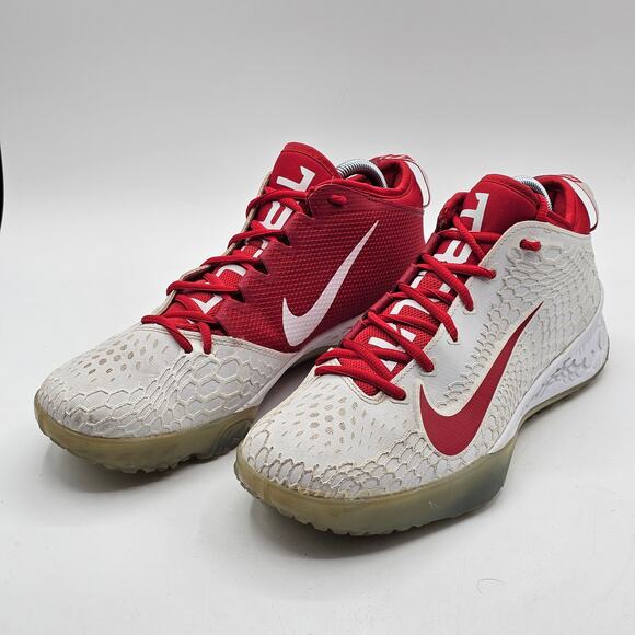 Nike Force Zoom Trout 6 Turf Mens Baseball Shoe Sz 9 AH3374-161 Red and White - Picture 2 of 9